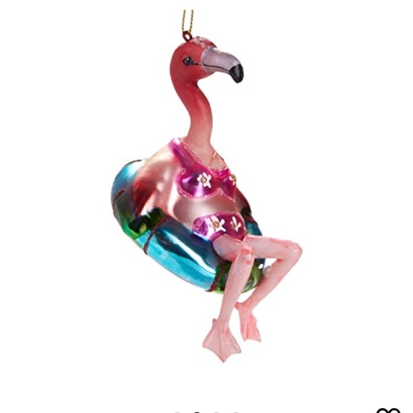 Brubaker whimsical Flamingo in bikini, glass ornament - Picture 4 of 10
